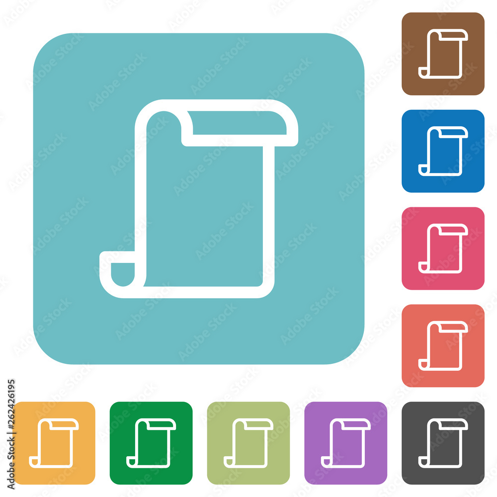 Blank paper scroll rounded square flat icons Blank paper scroll rounded square flat icons