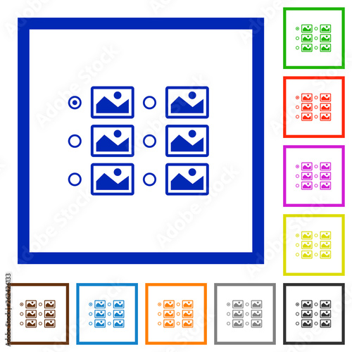 Single image selection with radio buttons flat framed icons
