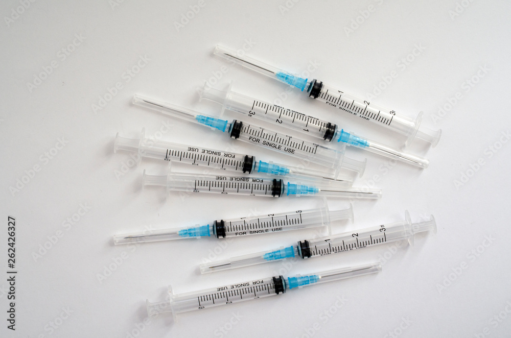medical syringes on white background medical syringes on white background