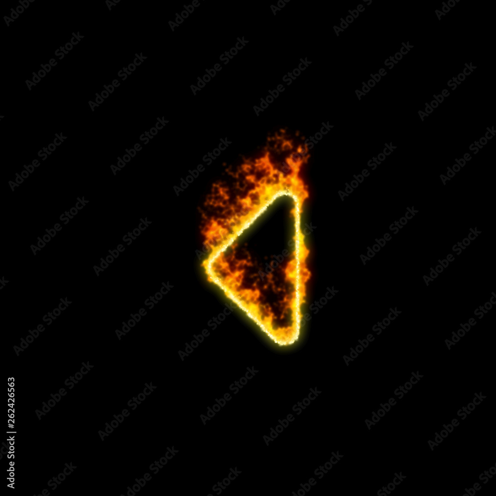 The symbol caret left burns in red fire The symbol caret left burns in red fire