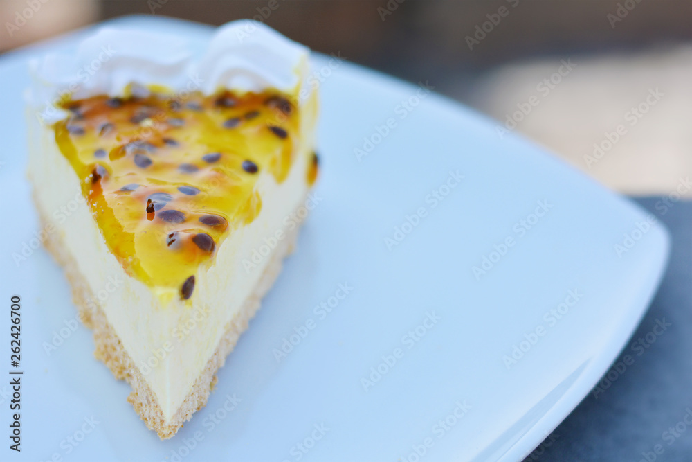 Passion fruit cheesecake.