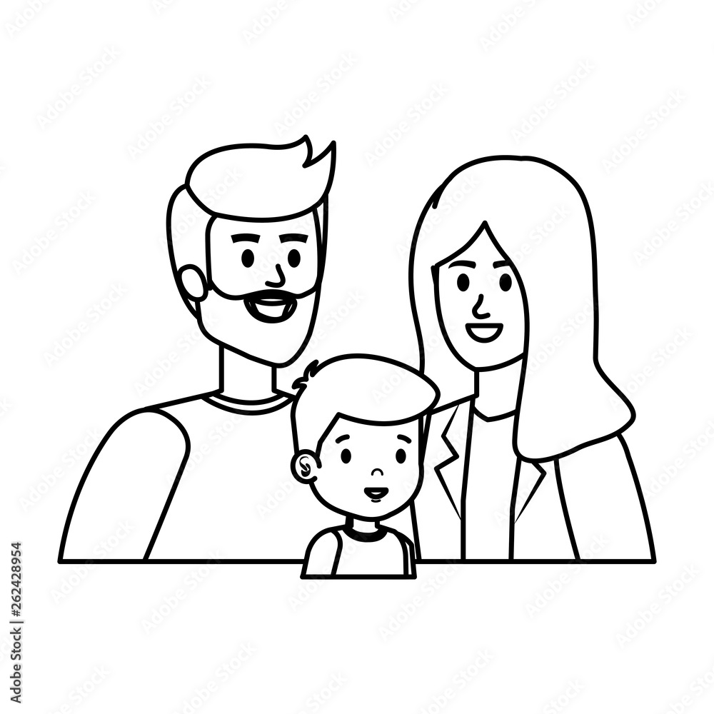parents couple with son characters