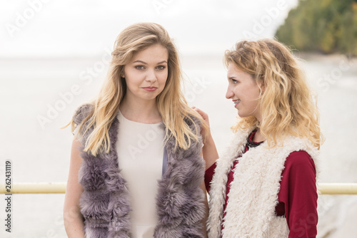 Two fashionable women outdoor