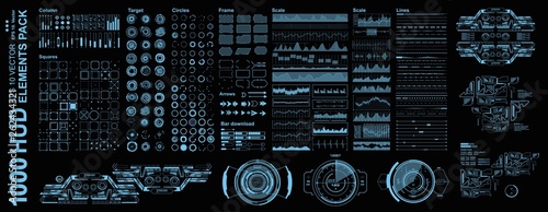 Futuristic virtual graphic touch user interface, Mega pack set Futuristic Hud elements
