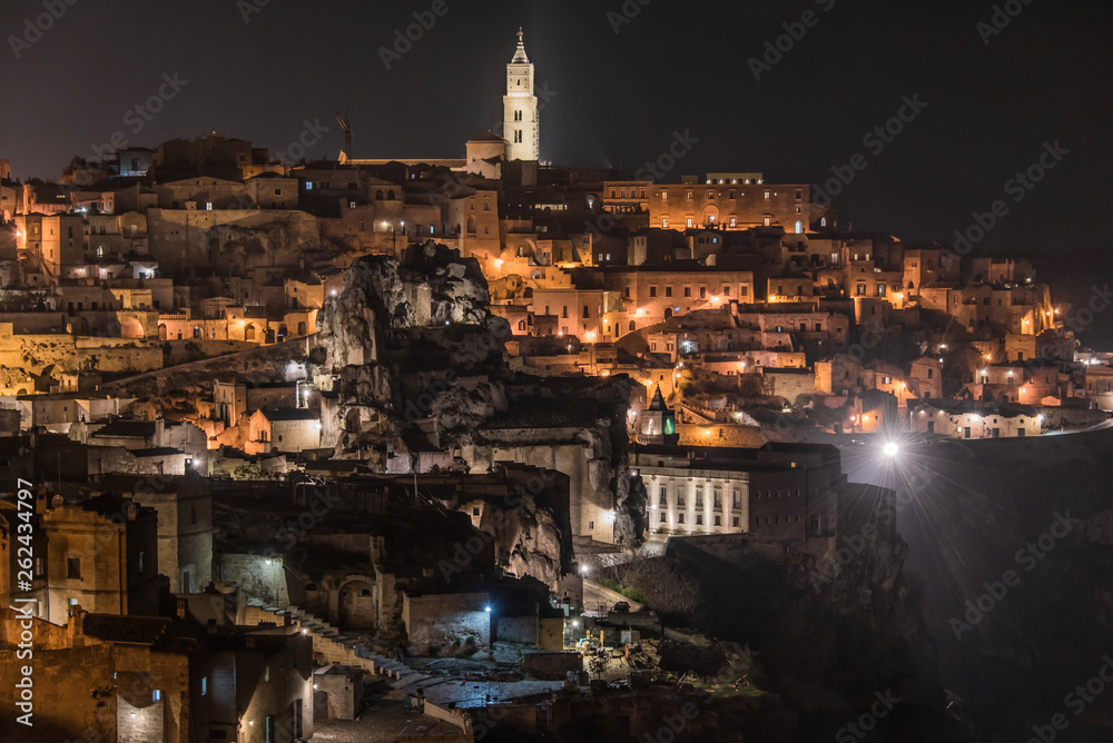 Night Shot at An Ancient Medieval City in Southern Italy