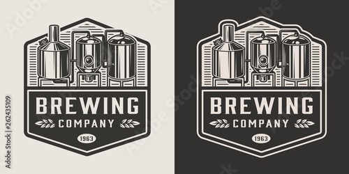 Vintage brewery monochrome logotype
