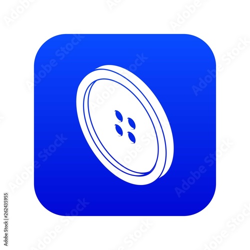 Small shirt button icon blue vector isolated on white background