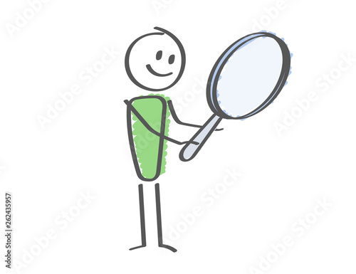 Stick Figure - man with magnifying glass