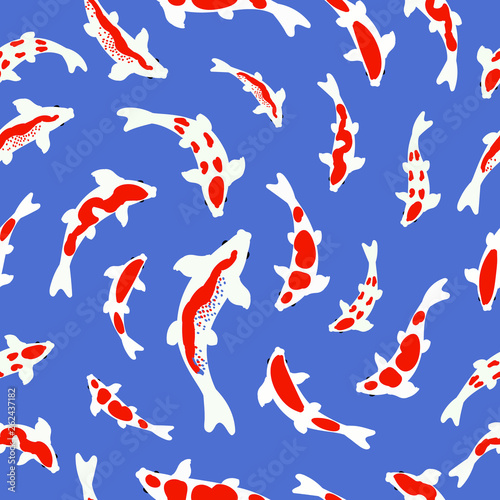 Seamless pattern with koi fish. Perfect for wallpapers, web page backgrounds, surface textures, textile. © Siberica