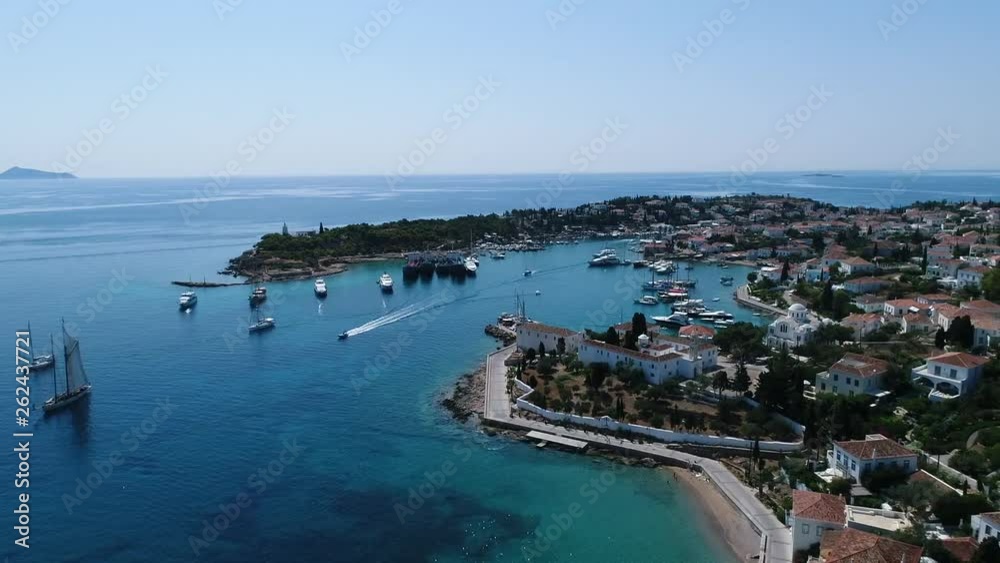 Spetses osland Old port view from Drone Spetses osland Old port view from Drone