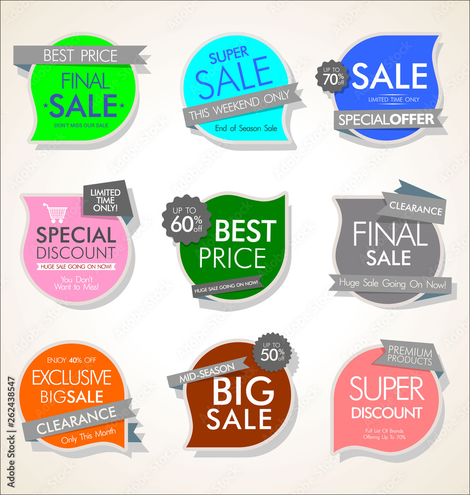 Fototapeta premium Sale banner templates design and special offer tags collection