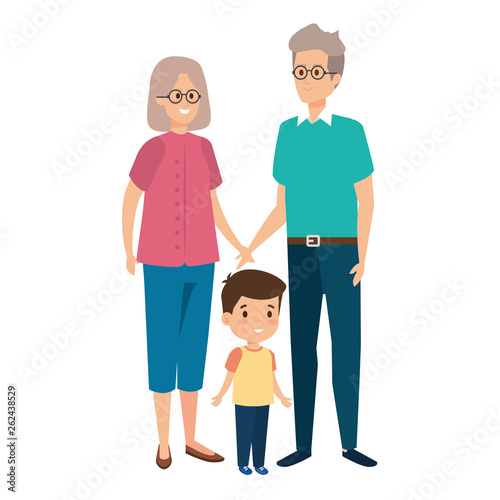 cute grand parents couple with grandson
