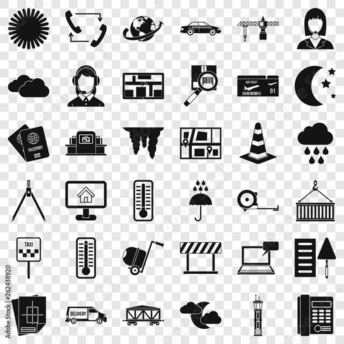 Professional dispatcher icons set. Simple style of 36 professional dispatcher vector icons for web for any design