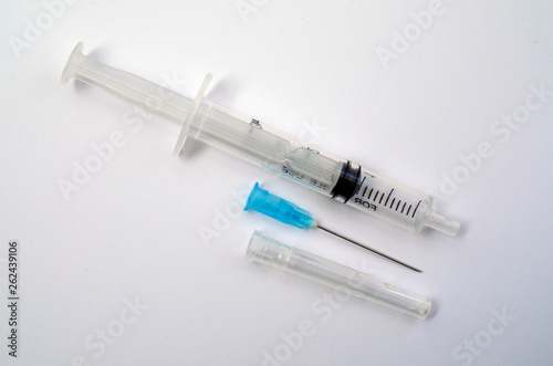 medical syringe on white background