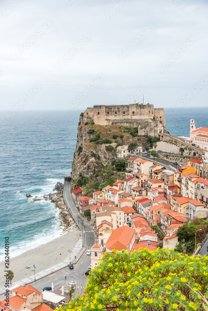View of a Southern Mediterranean Coastal Village Southern Italy