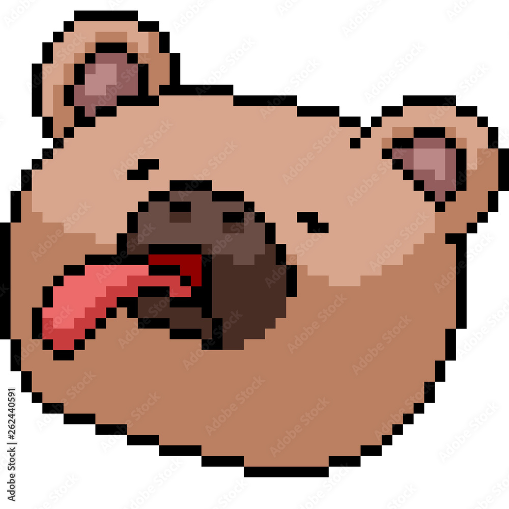 vector pixel art bear head