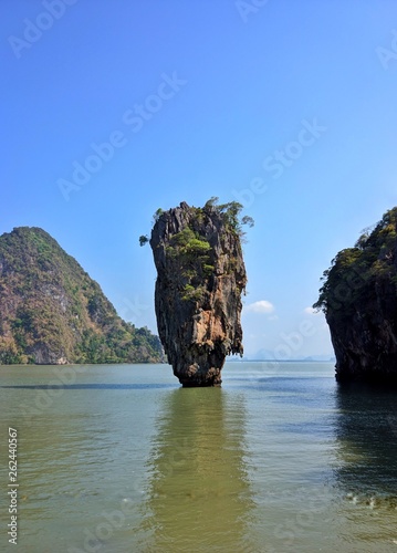 Thailand , Phuket, view from the beach to the Islands of Phi Phi and the sea, first person view