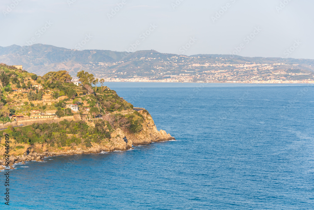 View of Sicily from a Southern Mediterranean Coastal Village Southern Italy View of Sicily from a Southern Mediterranean Coastal Village Southern Italy
