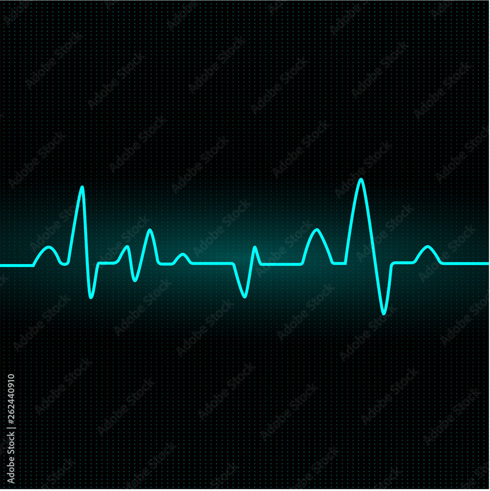 Heart beat cardiogram II - blue vector illustration - Vector