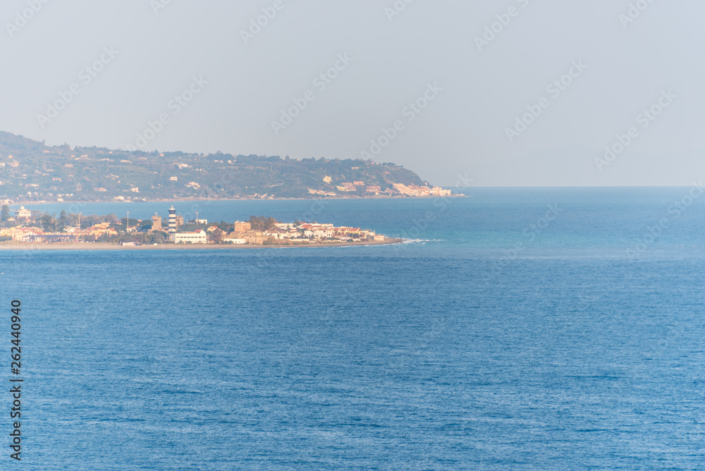 View of Sicily from a Southern Mediterranean Coastal Village Southern Italy
