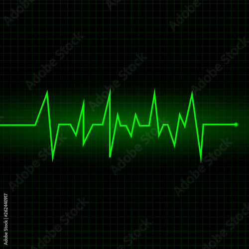 Heart beat cardiogram - green vector illustration - Vector