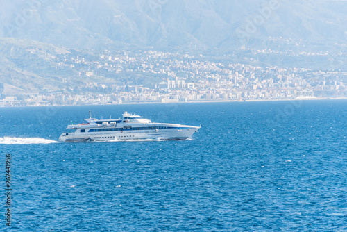 Ferry Boat Crossing the Mediterranean Sea to Sicily from the Italian Coast © JonShore