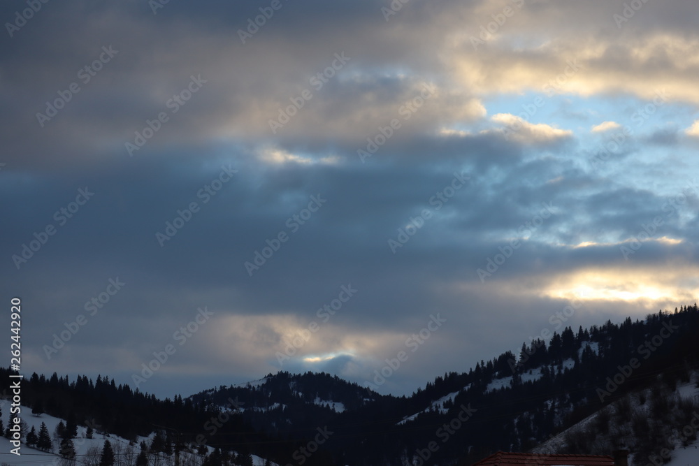 Mountain winter landscape of snowed forest Mountain winter landscape of snowed forest