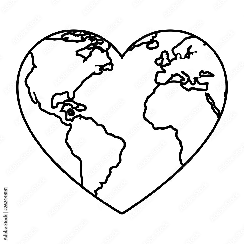 world planet earth with heart shape