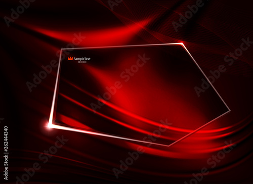Abstract red design as matter with smooth lines and polygonal shiny frame.