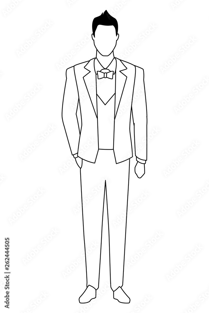 man wearing tuxedo black and white