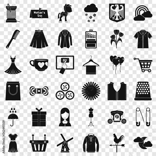 Beautiful dress icons set. Simple style of 36 beautiful dress vector icons for web for any design