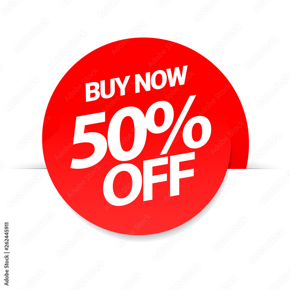Sale of special offers. Discount with the price is 50 . An ad with a red tag for an advertising campaign at retail on the day of purchase. vector illustration Sale of special offers. Discount with the price is 50 . An ad with a red tag for an advertising campaign at retail on the day of purchase. vector illustration