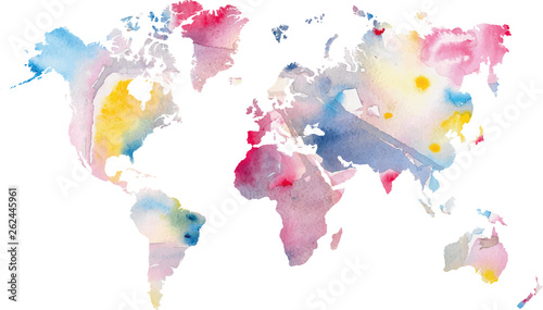Fotografie watercolor world map