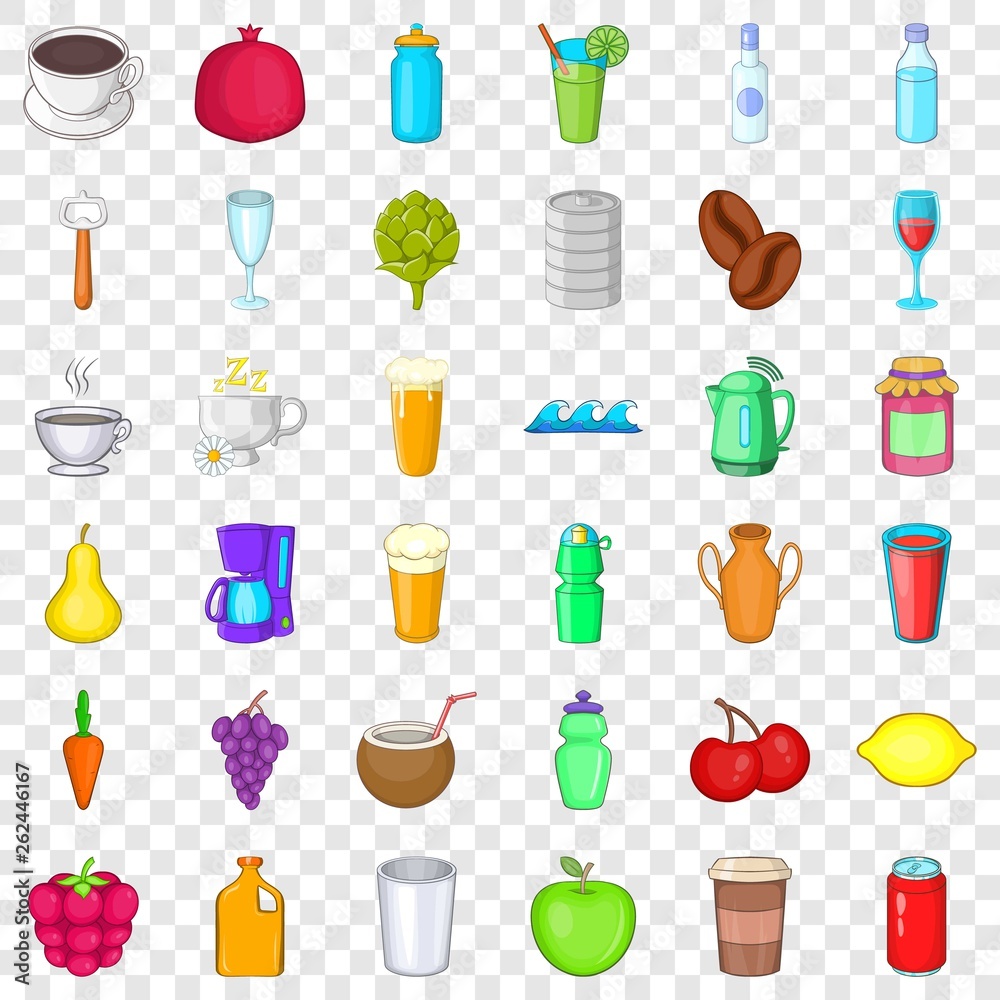 Tasty drink icons set. Cartoon style of 36 tasty drink vector icons for web for any design Tasty drink icons set. Cartoon style of 36 tasty drink vector icons for web for any design