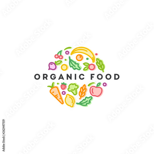 Vector logo design template. Organic food sign.