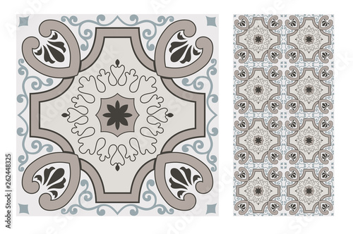 tiles Portuguese patterns antique seamless design in Vector illustration