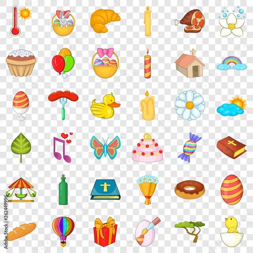 Good easter icons set. Cartoon style of 36 good easter vector icons for web for any design