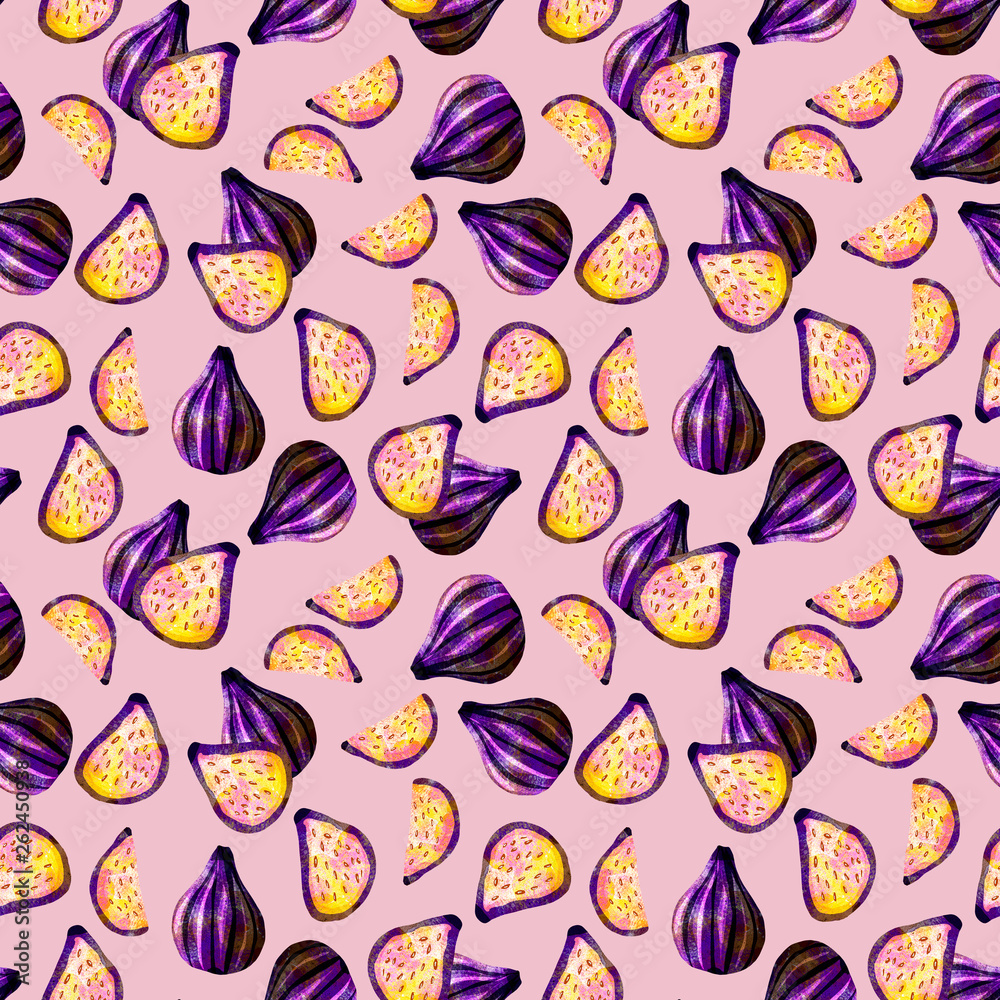watercolor pattern with figs