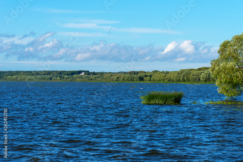 Summer view of Lake Pleshcheyevo, sunny summer day. Blue sky. Pereslavl-Zalessky, Yaroslavl region, Russia. photo