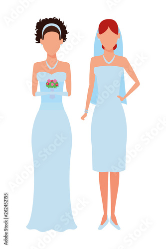 women wearing wedding dress