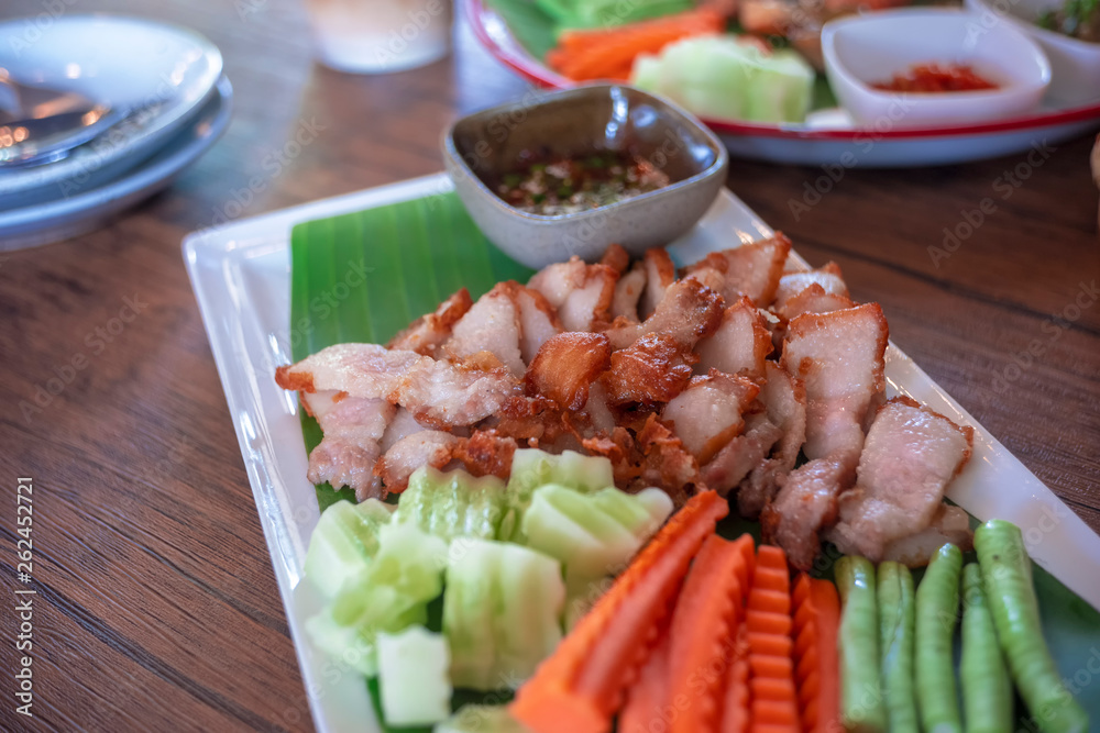 Crispy pork and chili paste Crispy pork and chili paste