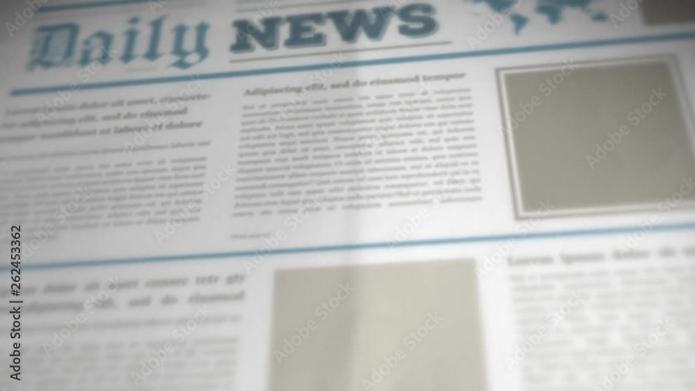 Scrolling 3d Newspaper Background/ 4k animation of an offset scrolling newspaper background with titles and fake texts and headings