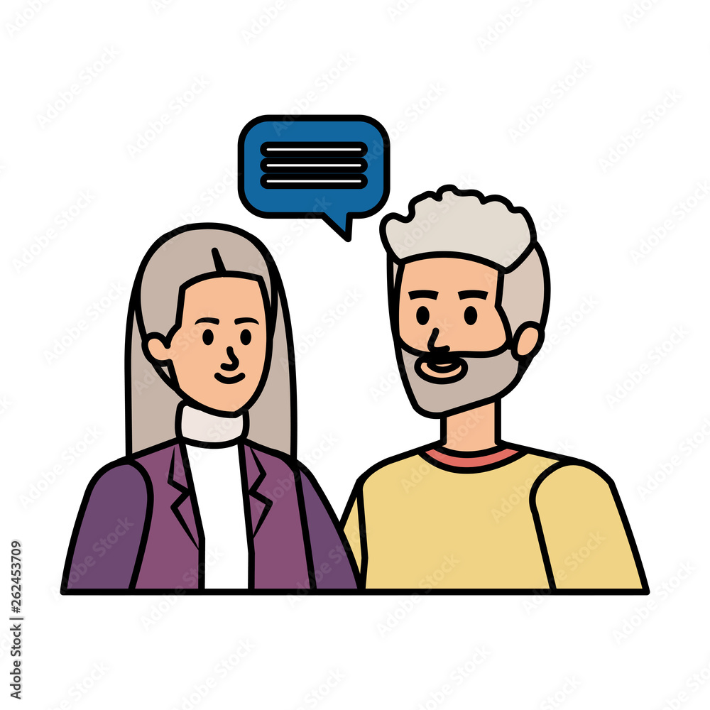 cute grand parents couple with speech bubble cute grand parents couple with speech bubble