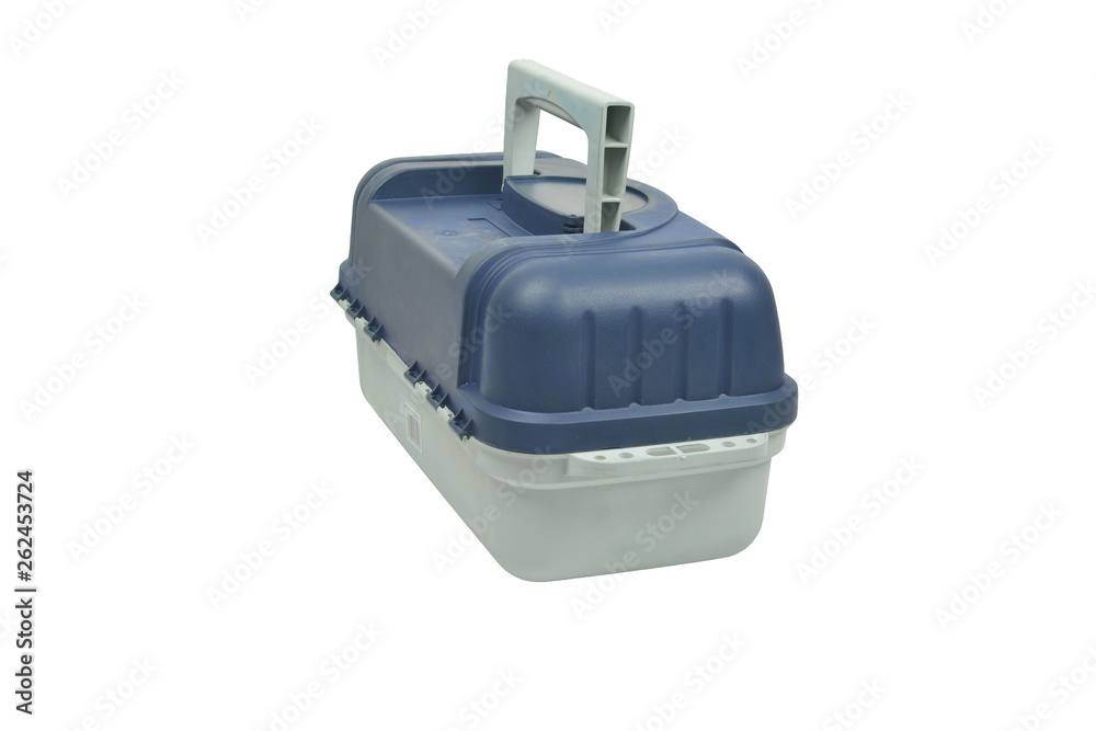 Fototapeta premium Box for fishing lures on white background