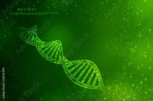 2d render of dna structure, abstract background