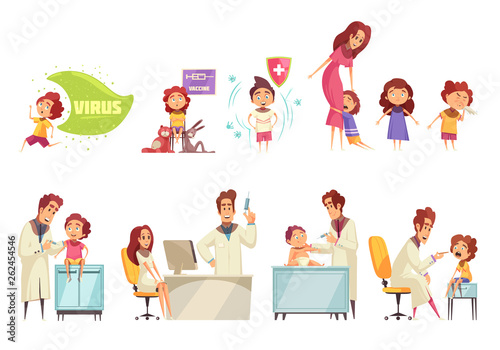 Kids Vaccine Decorative Icons Set