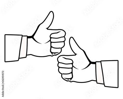 two thumbs up hands black and white