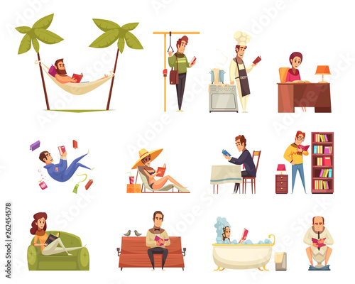 People Reading Books Set