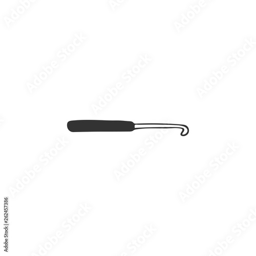Handmade and knitting theme. A crochet, hand drawn vector logo element.