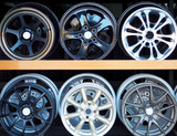 New Alloy Wheels  in modern tire store with stand.